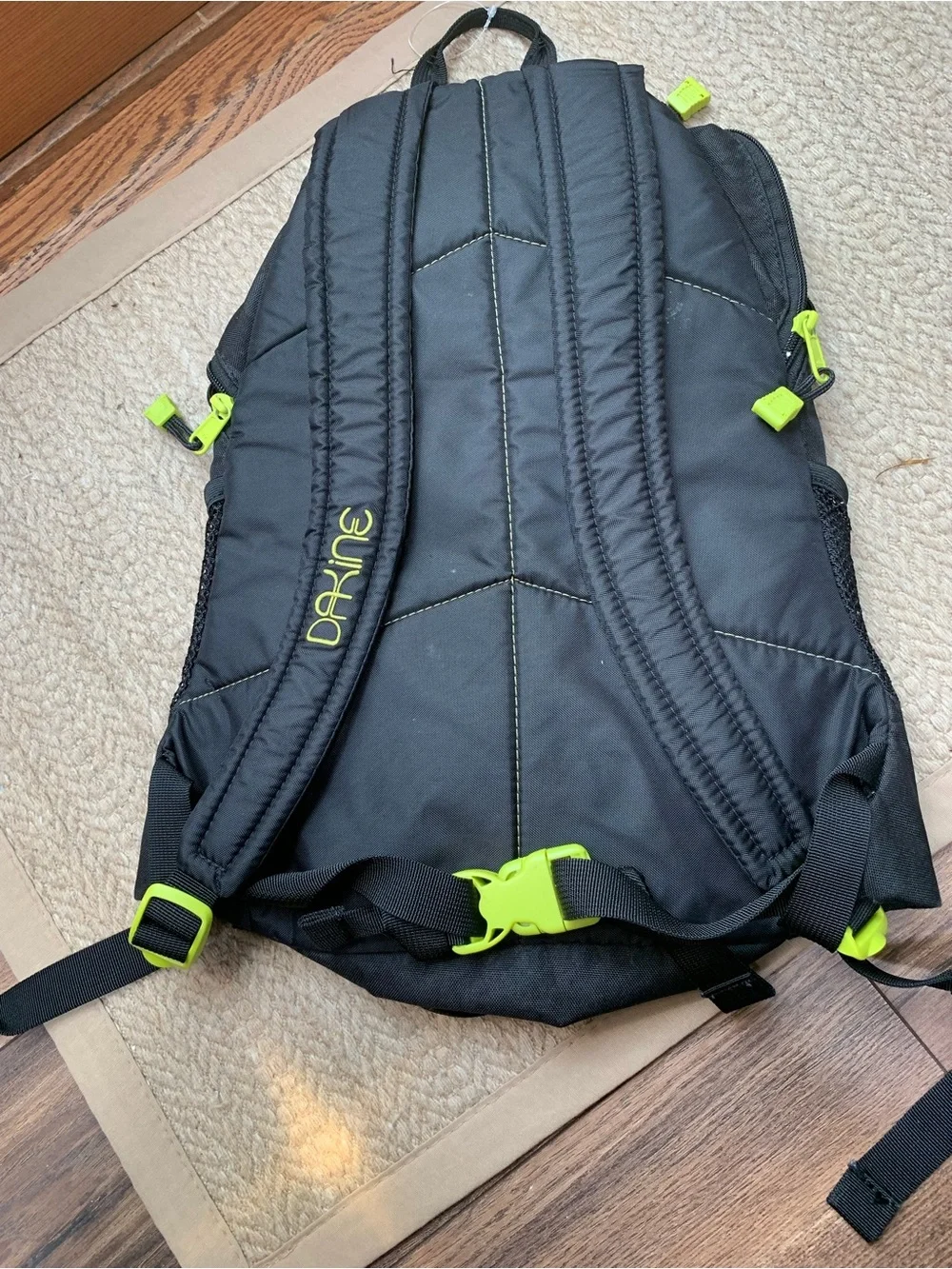 Dakine Black Backpack with Neon Lime Accents